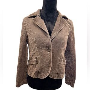 I. E. Relaxed Y2K Blazer Women's Brown Textured Jacket Lined Petite Medium